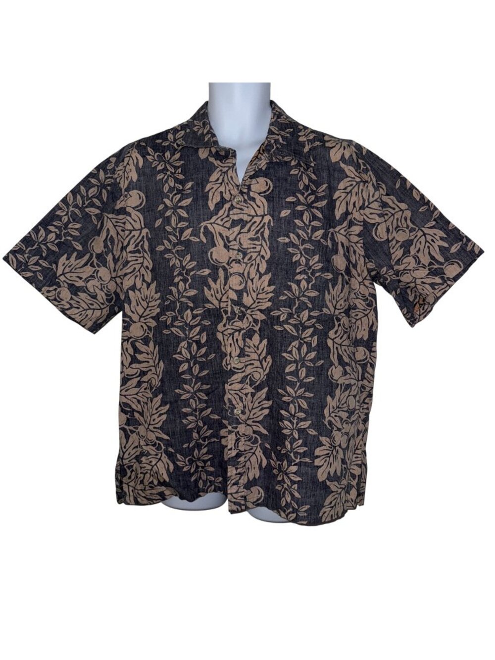 VTG Cooke Street Button Shirt Mens XL Faded Blue Floral Plumeria Hawaiian